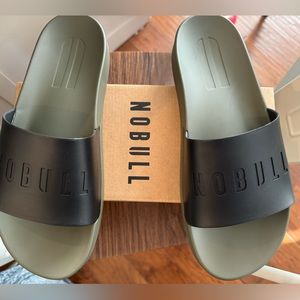 NOBULL Men's Black and Green Slides